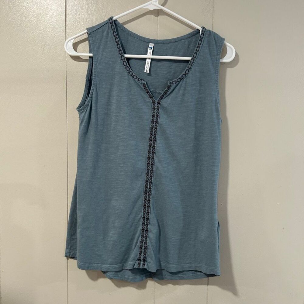 Kuhl Blue Boho Trim Tank Top Size Small | Casual Summer Sleeveless Blouse